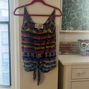 Rory Beca printed spaghetti strap front tie tank top